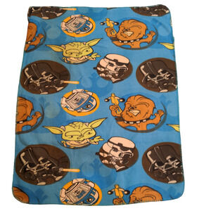 Star Wars Lucasfilm Fleece Throw Blanket Blue Size 48x37 Cute Chibi